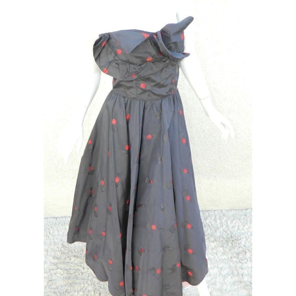 CEIL CHAPMAN  Pinup Dress Blue‎ Red Cherries Vintage Rockabilty Size Small - Picture 13 of 14
